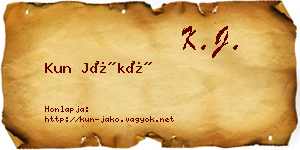 Kun Jákó névjegykártya